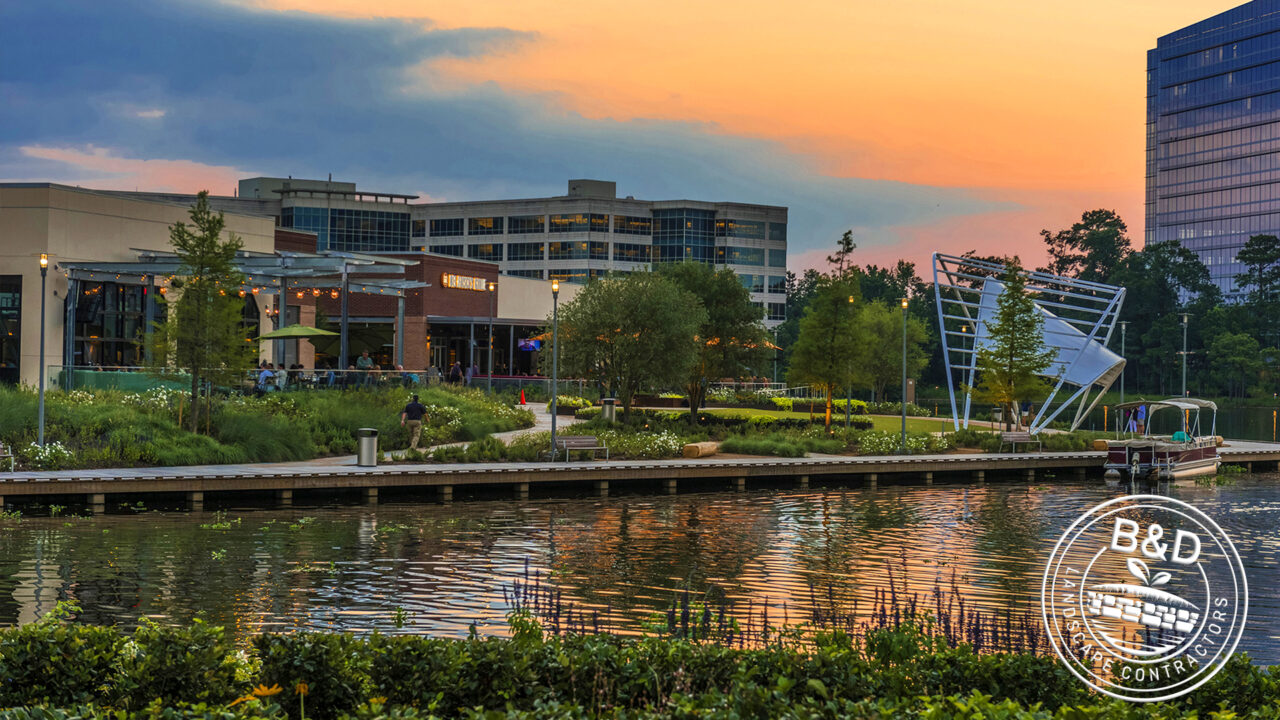 Hughes Landing beautiful waterfront landscaping