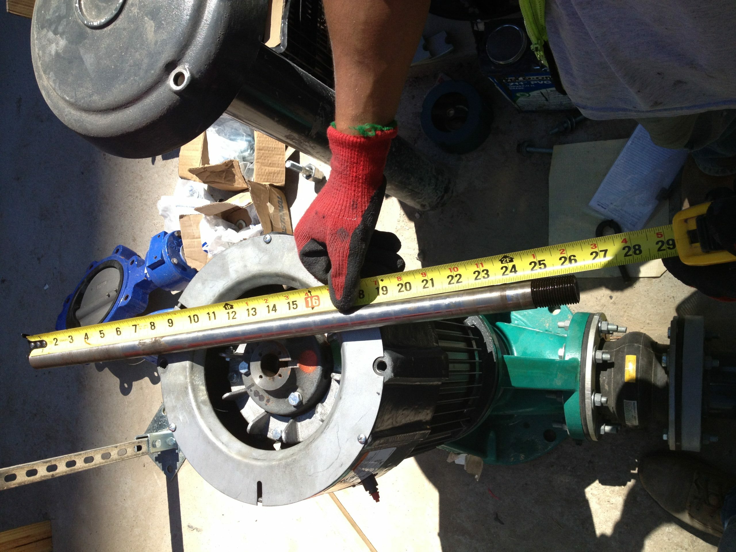 Landscaping expert measuring steel